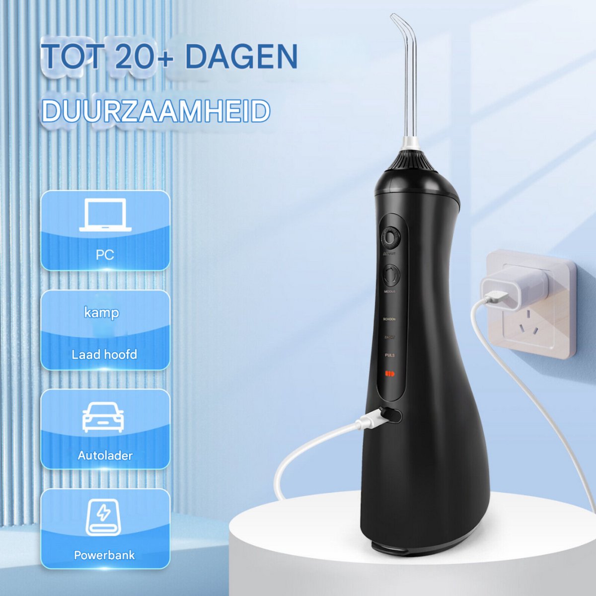 Draadloze Waterflosser - Oplaadbare Monddouche met 6 Jet Tips - 3 Modi - Tandheelkundige Flosser voor Tanden & Tandvlees