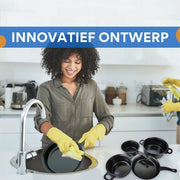 13-delige potten- en pannenset - Kookpannen - Kookpotten - Koekenpannen - Steelpan - Voor keuken & koken - Antiaanbaklaag met melkpot en koekenpan - Compleet keukengerei - Zwart