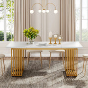 Moderne eetkamertafel Novio - Woonkamer -Marmerlook Blad - 160cm