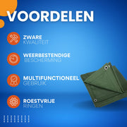 Dekzeil 200x200cm - Waterdicht - Voor Luifel, Tent, Auto, Boot & Dak - Zwaar - Camping & bescherming - Groen