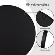 Ronde Spiegel - Voor Badkamer, Slaapkamer, Woonkamer en Hal - Zwart Metalen Frame en Ophangsysteem - Luxe Wanddecoratie - 80x80cm