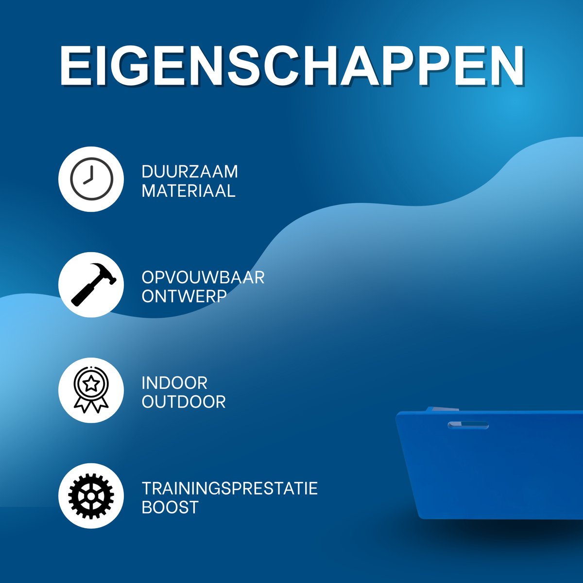 Rebounderboard - Voetbaltrainig - Voetbalbouncer - Trainingsmatriaal – Voor voetbaltraining binnen en buiten – Voor passen en schieten - Blauw