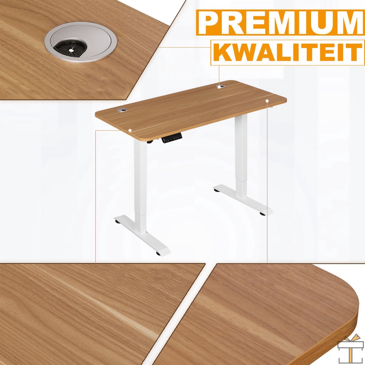 Sta of Zit Bureau - Elektrisch - In hoogte verstelbaar 72-116 cm - Bruin