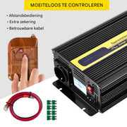 Omvormer 2500W - Afstandsbediening en LCD - DC 12V naar AC 230 V - 5000W Piekvermogen
