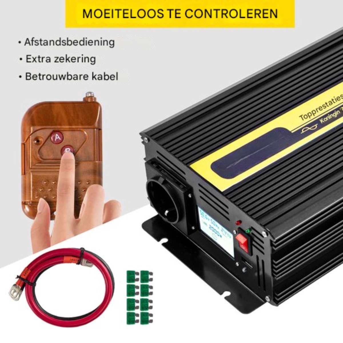 Omvormer 2500W - Afstandsbediening en LCD - DC 12V naar AC 230 V - 5000W Piekvermogen