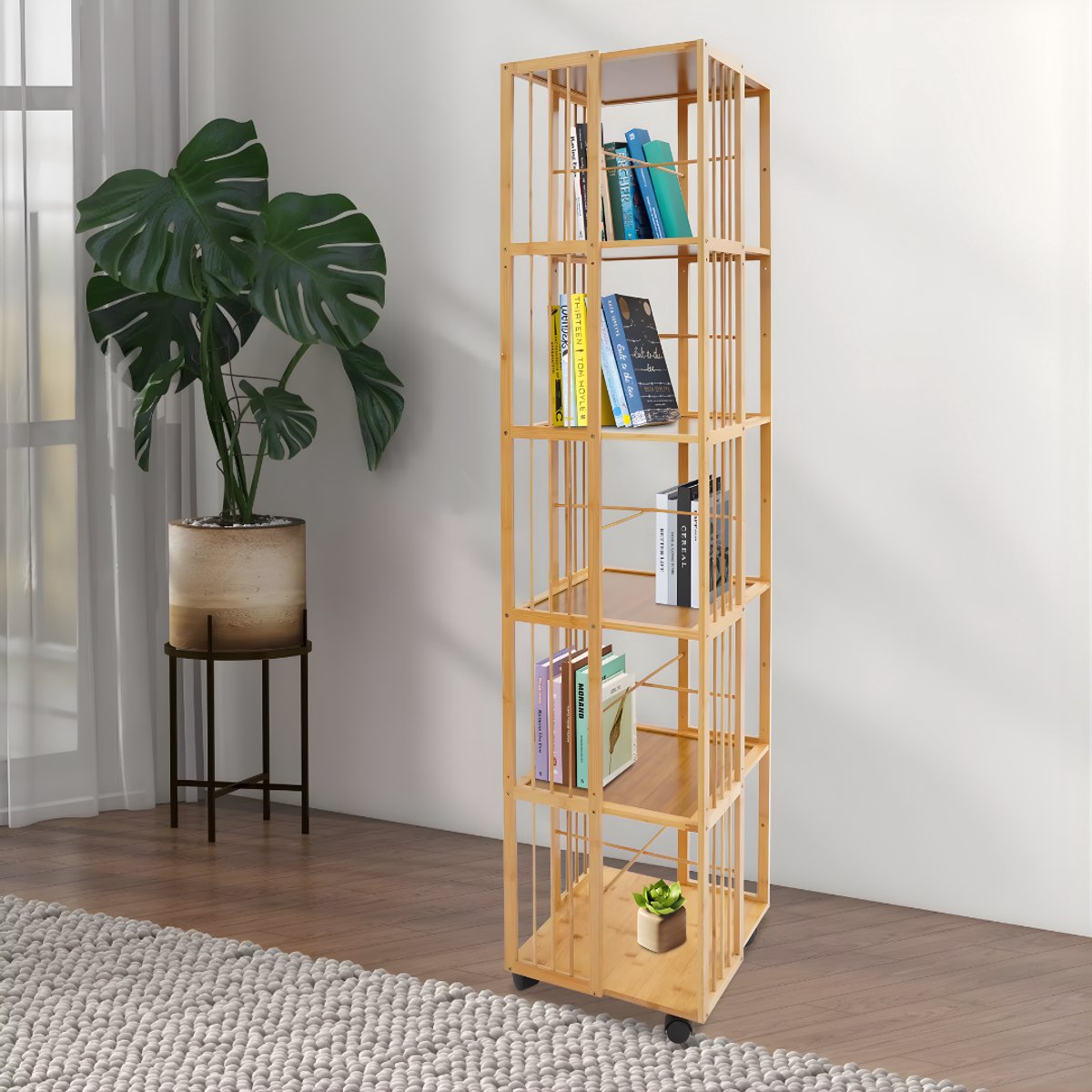 Boekenkast - Boekenrek - Opberruimte - Voor boekenopslag - 6-laags - Licht bruin