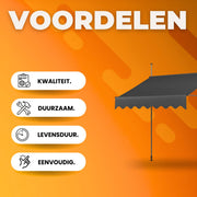 Handmatige Intrekbare Luifel - Zonneluifel - Niet-Schroef Buitenpatio Zonnescherm voor Terrasdeur en Raam - In Hoogte Verstelbaar Zonnescherm voor Buiten - 200 x 120 cm