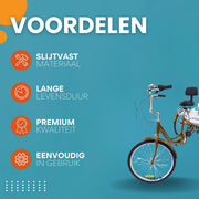 Driewieler voor volwassenen - 6 versnellingen - Fiets voor senioren - 24 Inch - Met mand - Voorrem - Goud