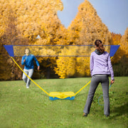 Badmintonnet- Badmintonset - Badmintonrackets- Voor sport en recreatie - Compleet met rackets en shuttlecocks - Geel