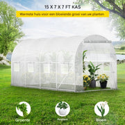 Professionele Kas - Moestuin - Waterdicht - Wit - Walk in - 215 Cm Hoog - Met ramen