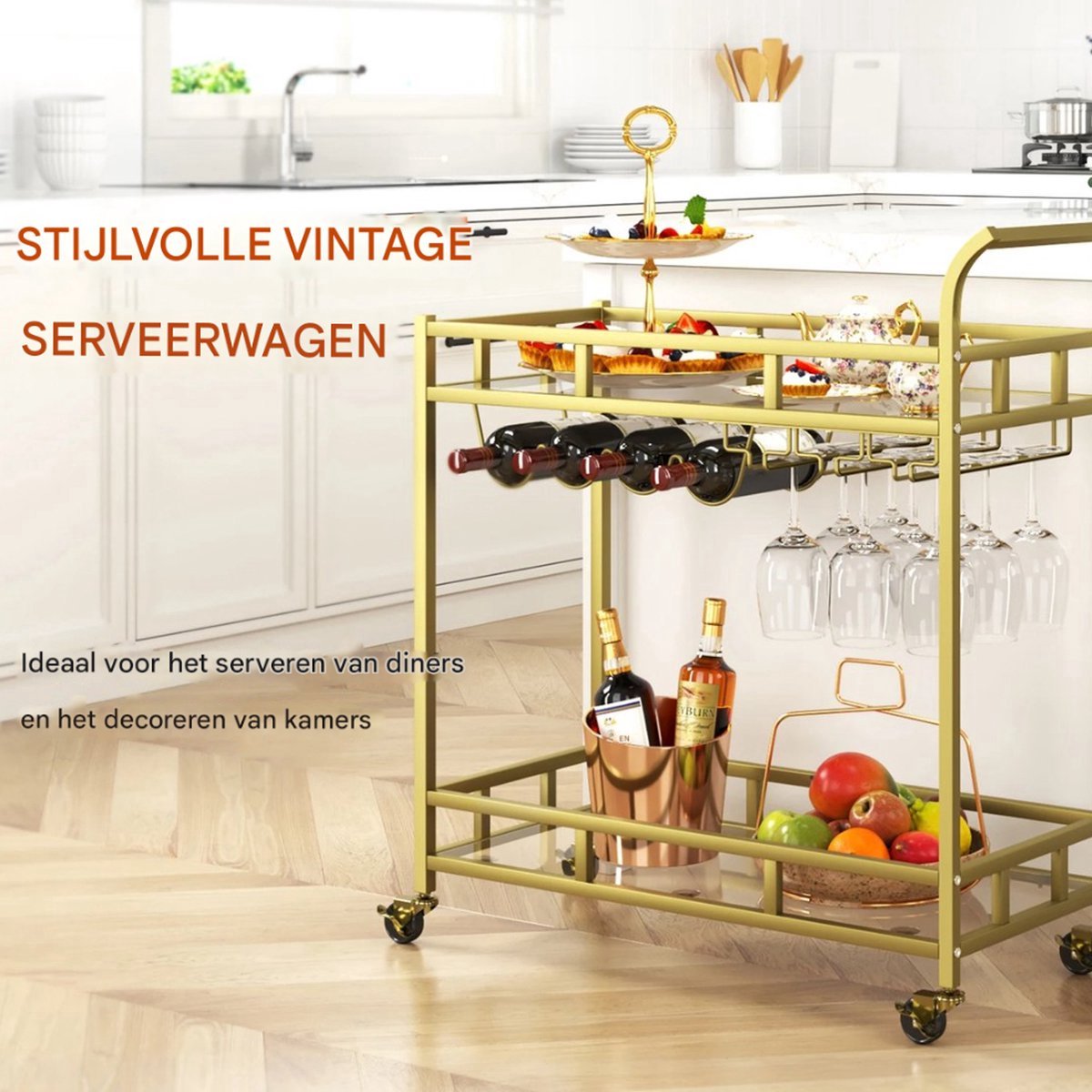 Serveer trolley - Serveerwagen - Trolley - 80 kg draagvermogen