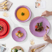 Glamorous Serviesset - 6 persoons - 18 delig - Kleurrijk Keramisch - Eetborden - Breakfast Plates