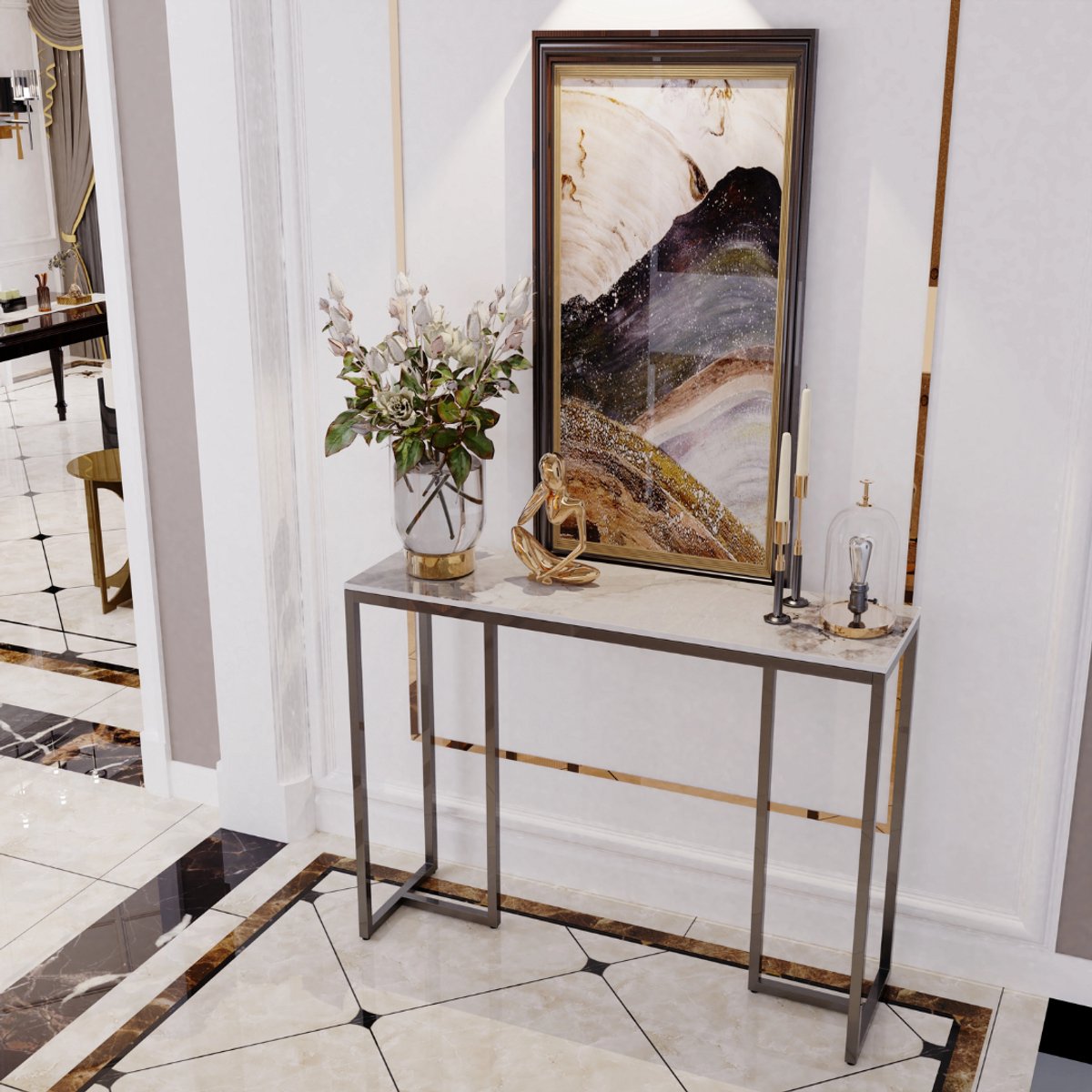 Consoletafel Superior - Haltafel - Wandtafel - Sidetable - 100cm - Marmer look