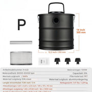 Asstofzuiger deluxe - Pelletkachel aszuiger - As stofzuiger 1200W - Met HEPA Filtersysteem - 20L Metalen Container - 16 kPa Zuigkracht