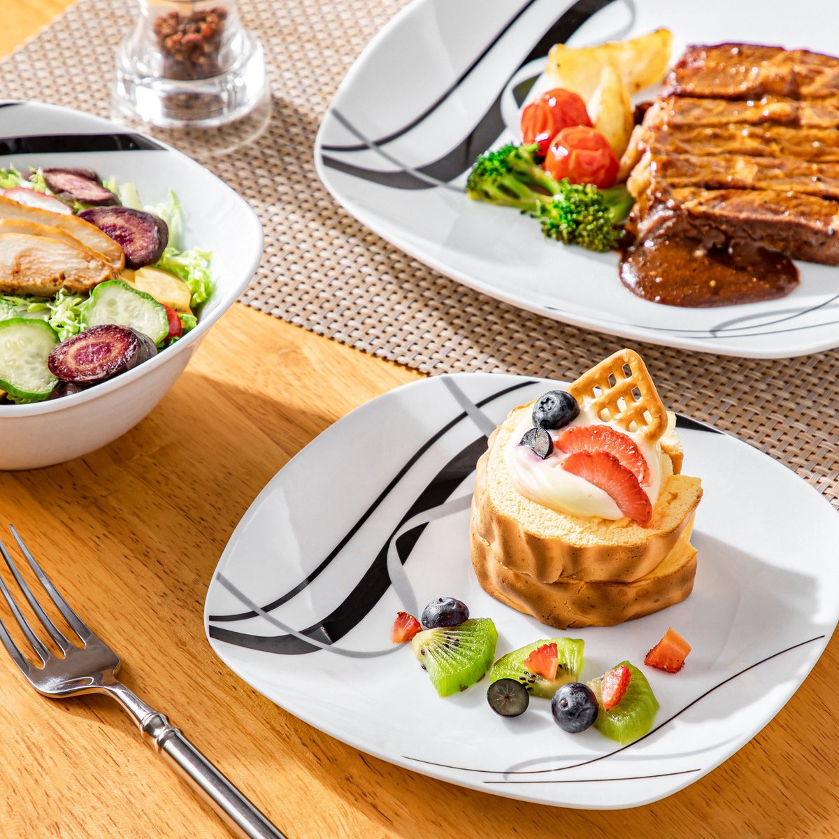 Valenza Serviesset - 24 delig - 8 persoons - Zebra - Dinerborden - Bordenset - Diepe borden - Ontbijtborden - Servies - Keukenservies
