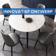Ronde Eettafel Marmer - Eetkamertafel - Voor Eetkamer of restaurant - 80 cm - 4 personen - Grijs