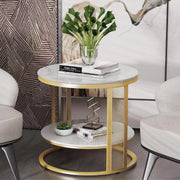 Salontafel Derloni - Wit - 2-Delig - Vierkant - Woonkamer - Bijzettafels