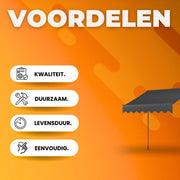 Handmatige Intrekbare Luifel - Zonneluifel - Niet-Schroef Buitenpatio Zonnescherm voor Terrasdeur en Raam - In Hoogte Verstelbaar Zonnescherm voor Onder Dak - 300 x 120 cm