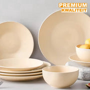 Bellagio Serviesset Classico Beige - 3x12 delig - 12 persoons - Beige - Dinerborden - Bordenset - Diepe borden - Ontbijtborden - Servies - Keukenservies
