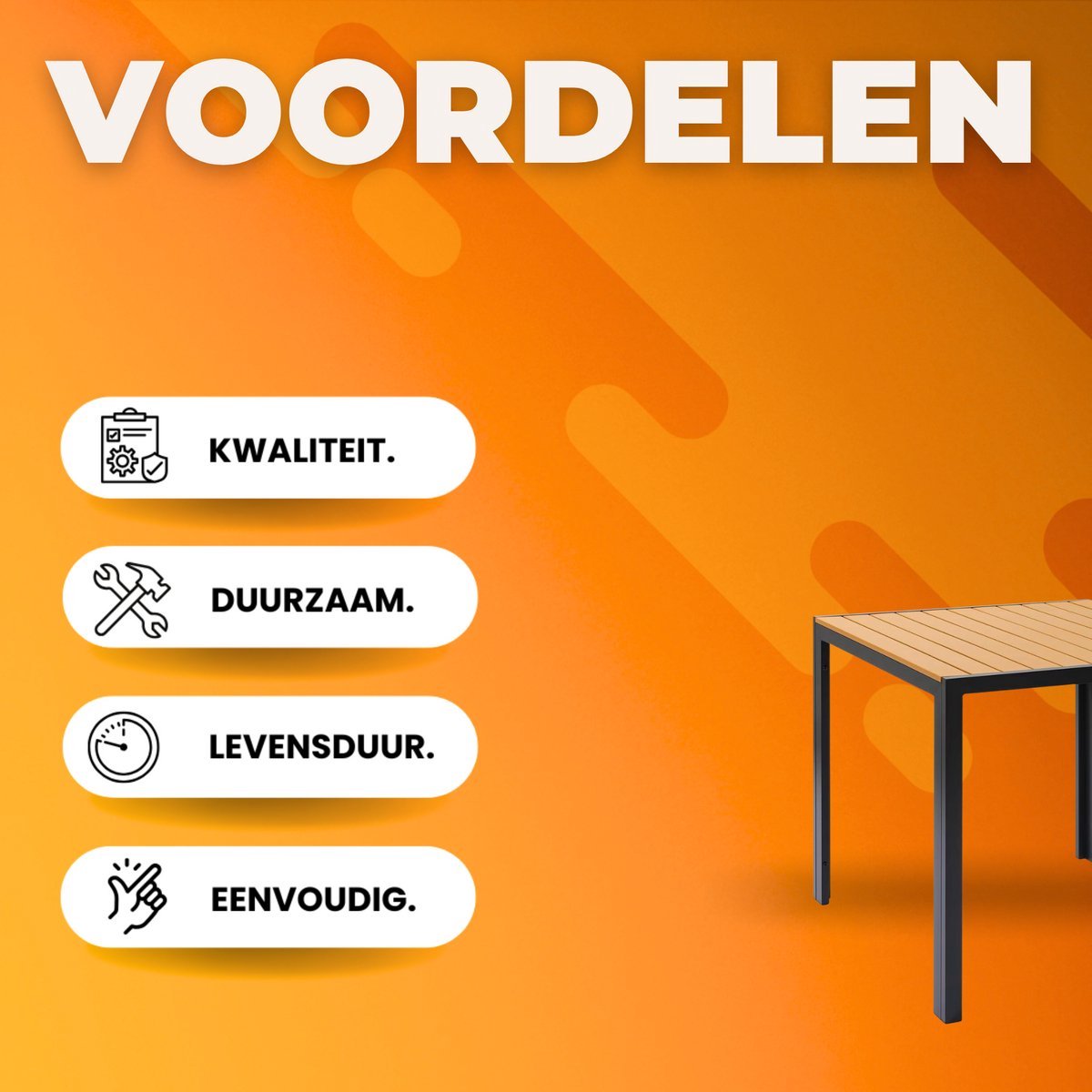 Tuintafel Vaylen - Aluminium - Voor binnen en buiten - Vierkante vijzettafel tuin - Zwart - Bistrotafel - Eettafel - Hitte- en Weerbestendig - Houtlook