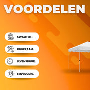 Gazebo Vaylen - Pergola - paviljoen - Partytent - Strandtent - Voor Terras, Feest en Achtertuin - 3x3m - Wit