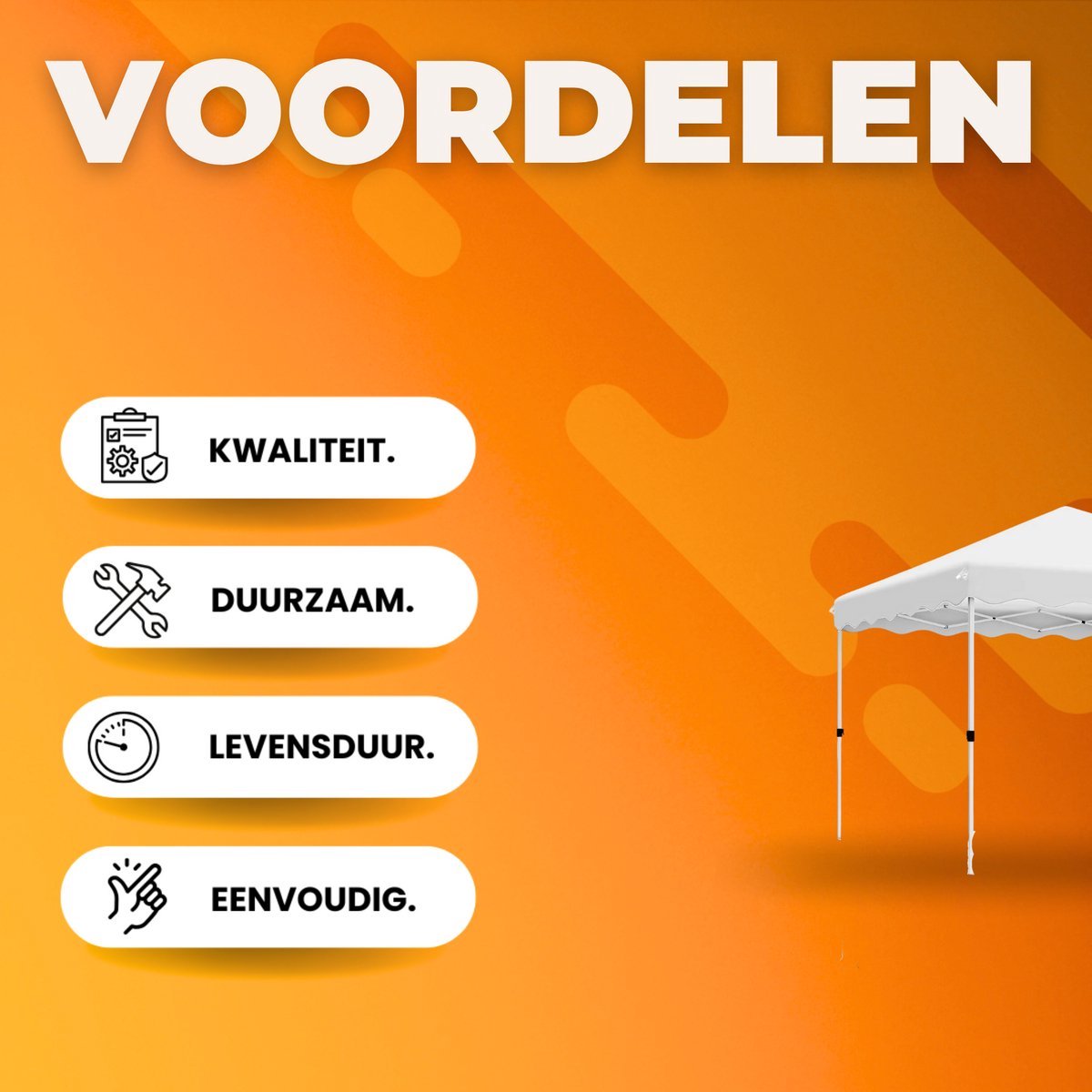 Gazebo Vaylen - Pergola - paviljoen - Partytent - Strandtent - Voor Terras, Feest en Achtertuin - 3x3m - Wit
