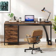 Computerbureau Luvia - Met 3 lades - 150cm - Bruin - Bureau - Voor thuis of werk en meer
