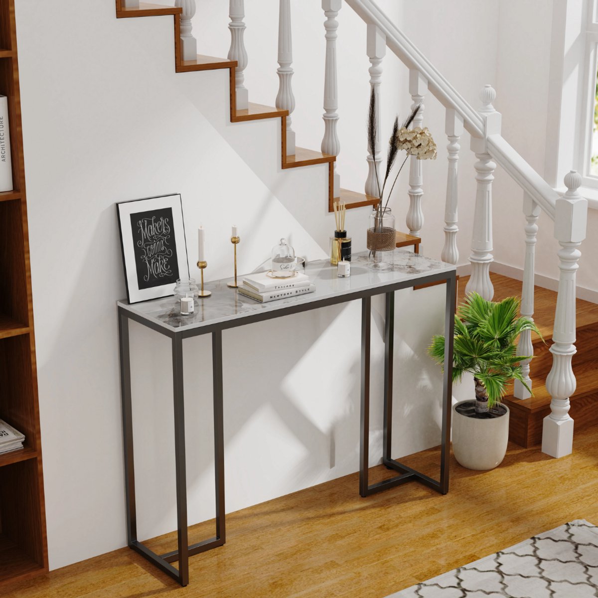 Consoletafel Emerald - Haltafel - Wandtafel - Sidetable - 100cm - Marmer look