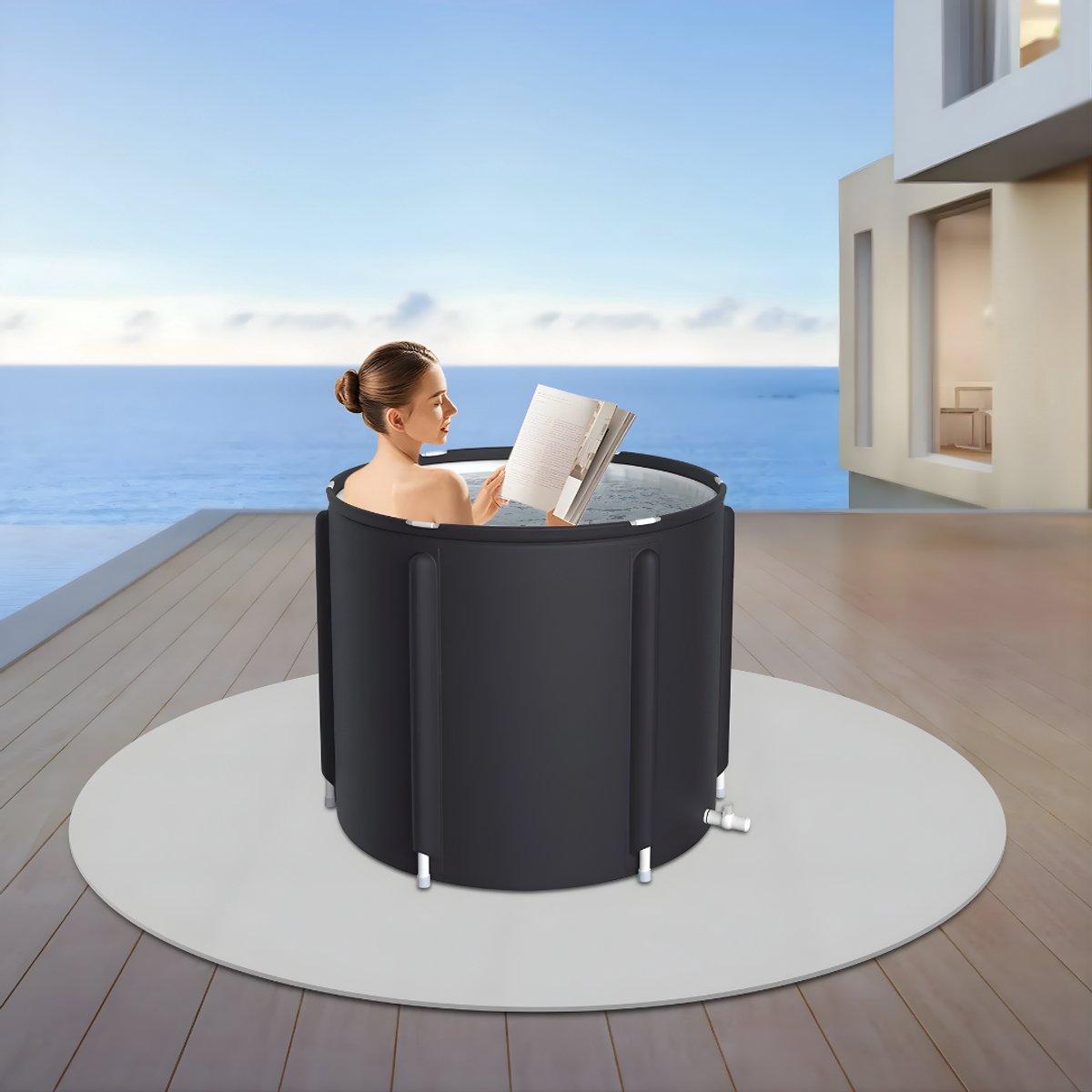 Zwembad grondzeil - Vloerbescherming - Voor hot tubs, spa’s en buitenzwembaden – Voor bescherming en stabiliteit – Grijs / Waterbestendig