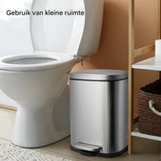 Vuilnisbak voor keukenafval - Zacht dicht, veegbestendige prullenbak met voetpedaal, geborsteld roestvrij staal, satijn nikkel - 50L + 5L - Zilver