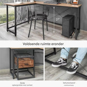 L-vormig Bureau - Voor Thuiswerk, Gaming & Kantoor - Ruim Hoekbureau voor PC & Laptop - 167 cm - Hout look