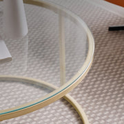 Bolt Edge Salontafel - Set van 2 - Rond - Glas Goud - Landelijk - Woonkamer