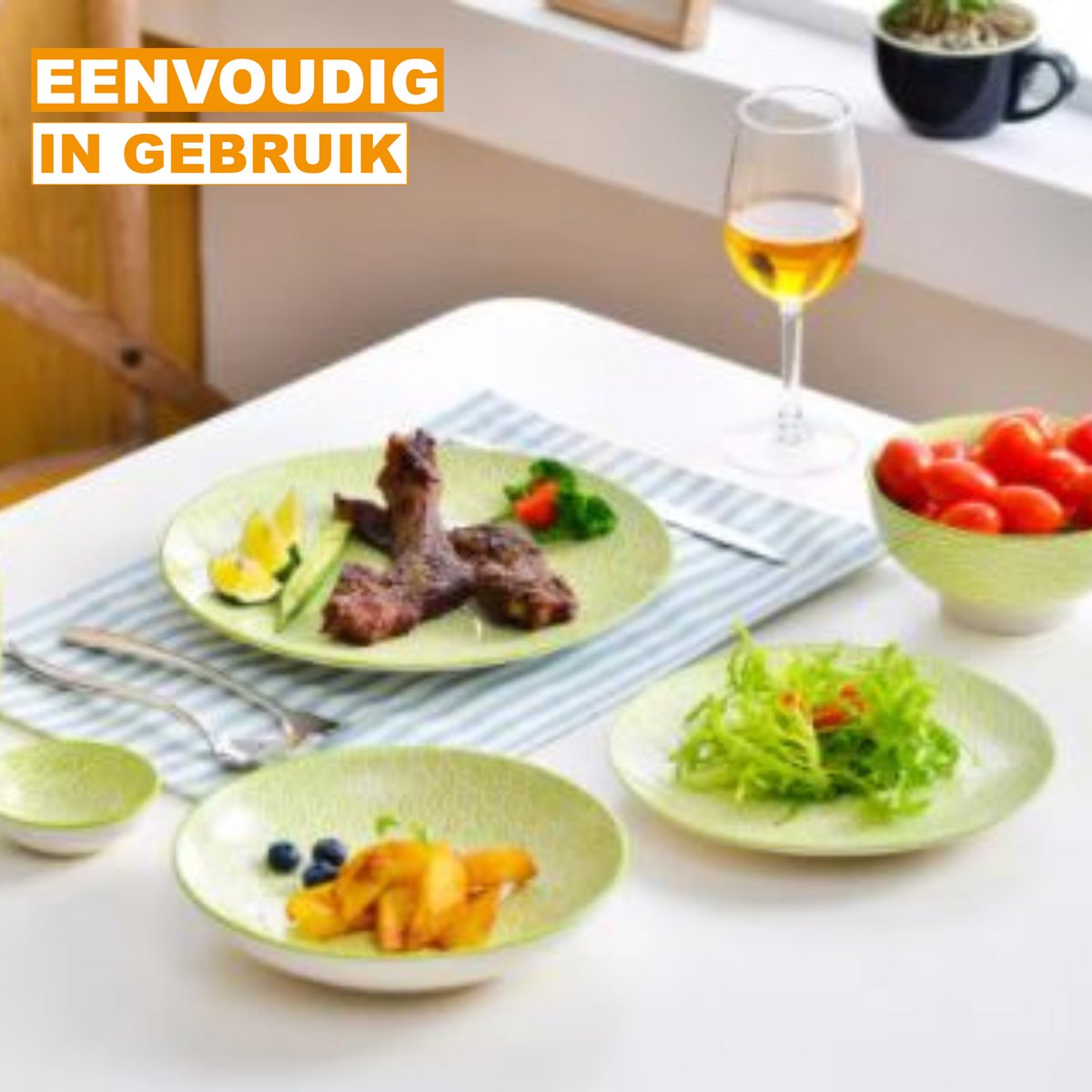 Valenza Serviesset - 8 delig - 4 persoons - Kleurrijk - Dinerborden - Bordenset - Diepe borden - Ontbijtborden - Servies - Keukenservies