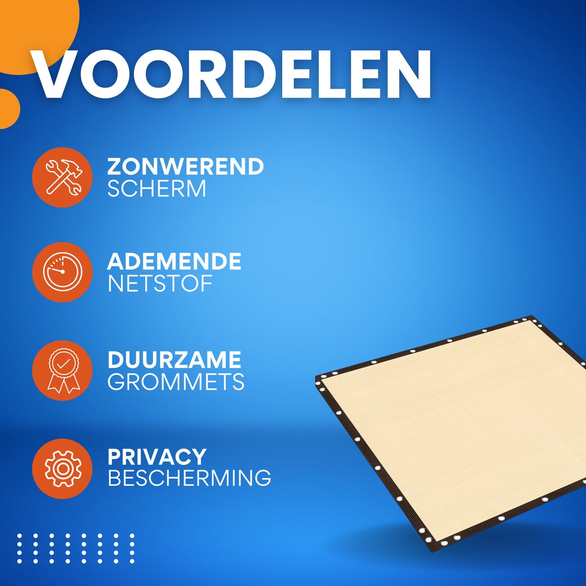 Schaduwdoek - Voor Tuin, Pergola of Terras - 90% Zonwerend Privacy Scherm - Ademend Netstof met Grommets - Kleur: Beige-3X6M