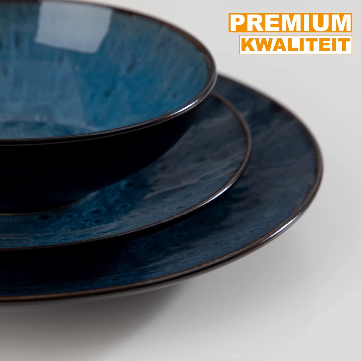 Opulent Bordenset – 4 persoons – 16 delig – Blauw Keramisch – Serviesset – Kleine Borden