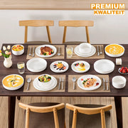 Monarch Serviesset – Serviesset – 4 persoons – 16 delig – Wit Keramisch – Breakfast Plates – Hoogwaardige kwaliteit