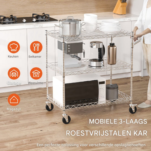 3-laags cart - Trolley - Organizer - Keukenopslag - Service kart