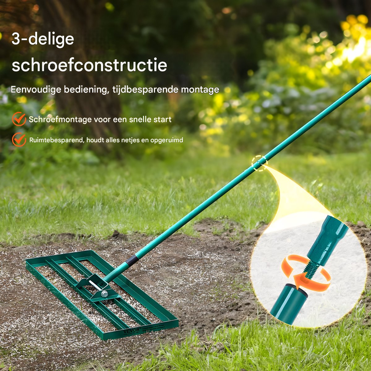 Gazonrakel - Nivellering hark - Gazonhark – Voor Tuin, Golf & Boerderij – 25,4 × 91,4 cm