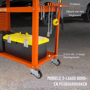 Mobiele wertktafel op wieltjes - Laswerkbank - Koolstofstalen Werkbank - 91.4x61cm - 272kg Gatentafel 216