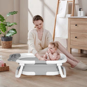 Babybadje Opulence - Grijs - Temperatuurweergave - Baby bad met standaard - Zitbad - Kinderbad - Opvouwbaar