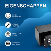 Moderne kluis - 23cm - Brandwerend en waterdicht - Kluisjes met cijferslot - 2 sleutels - Digitaal toetsenbord - Zwart