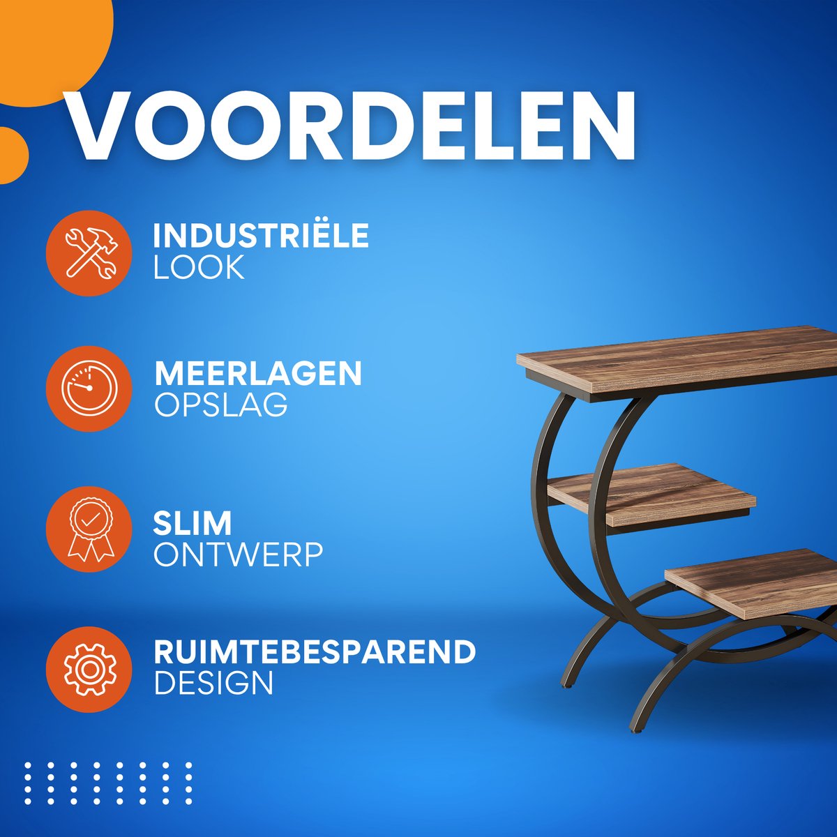 Luxe Bijzettafel Nova - Voor woonkamer of slaapkamer - Nachtkast - Bruin