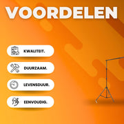 Achtergrondsysteem voor Fotostudio - Achtergrondstandaard - Achtergronddoek standaard - 3x2,6 m - In hoogte verstelbaar - Aluminium Zwart