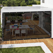 PVC Zeil - Met oogjes - Weerbestendig - Zeildoek - Voor veranda, kas, terras, tuin - Waterdicht & UV-bestendig - Donkergrijs transparant - 300x300cm