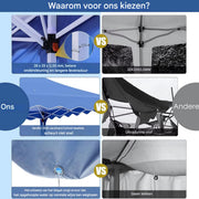 Paviljoen- Partytent - Tuin tent - Overkapping - Gazebo - Opvouwbare Partytent met Zijwanden - UV50+ Bescherming - Waterdicht & Stevig - Voor Tuinfeest & Buitengebruik - Blauw - 3x6m