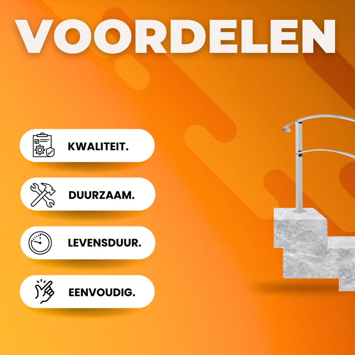 Trapleuning - Trapleuning houders - 2-3 Treden - Smeedijzer - 47,5 cm - Voor Outdoor & Indoor