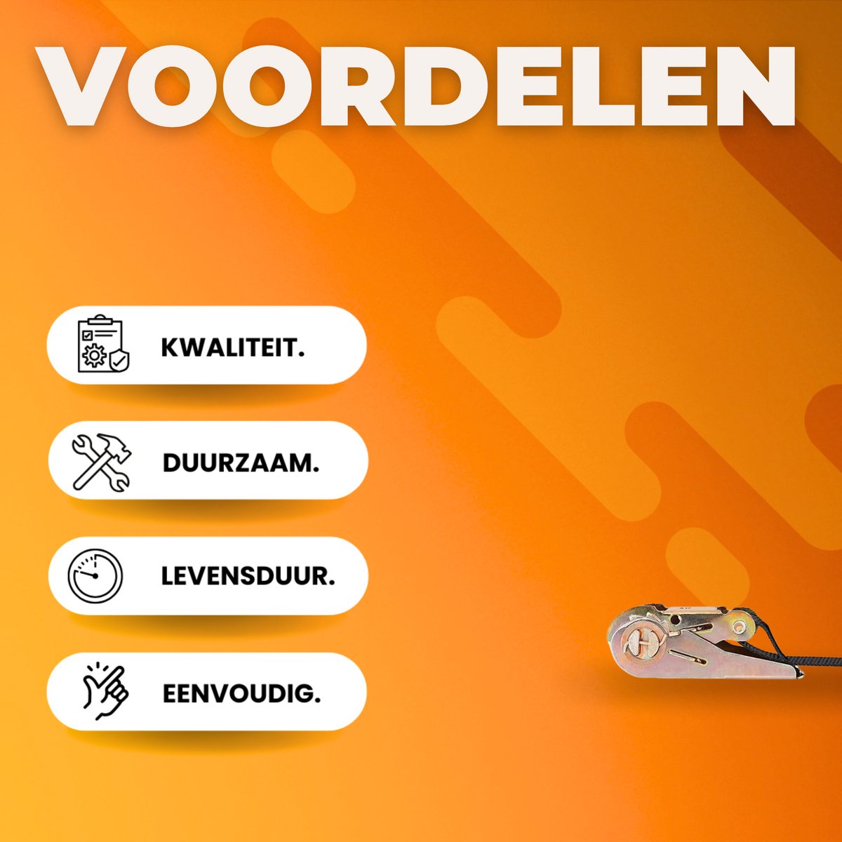 Spanbanden met ratel - 10 stuks - Sjorband - Ratelriemen 25mm/6m -800kg trekkracht - Polyester Zwart