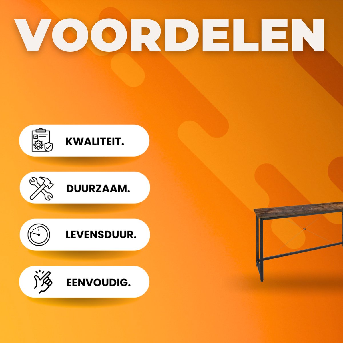 L-vormig Hoekbureau - Voor Thuiswerken, Gaming & Kantoor - Ruim PC & Laptop Werkstation - 167 cm - Retro