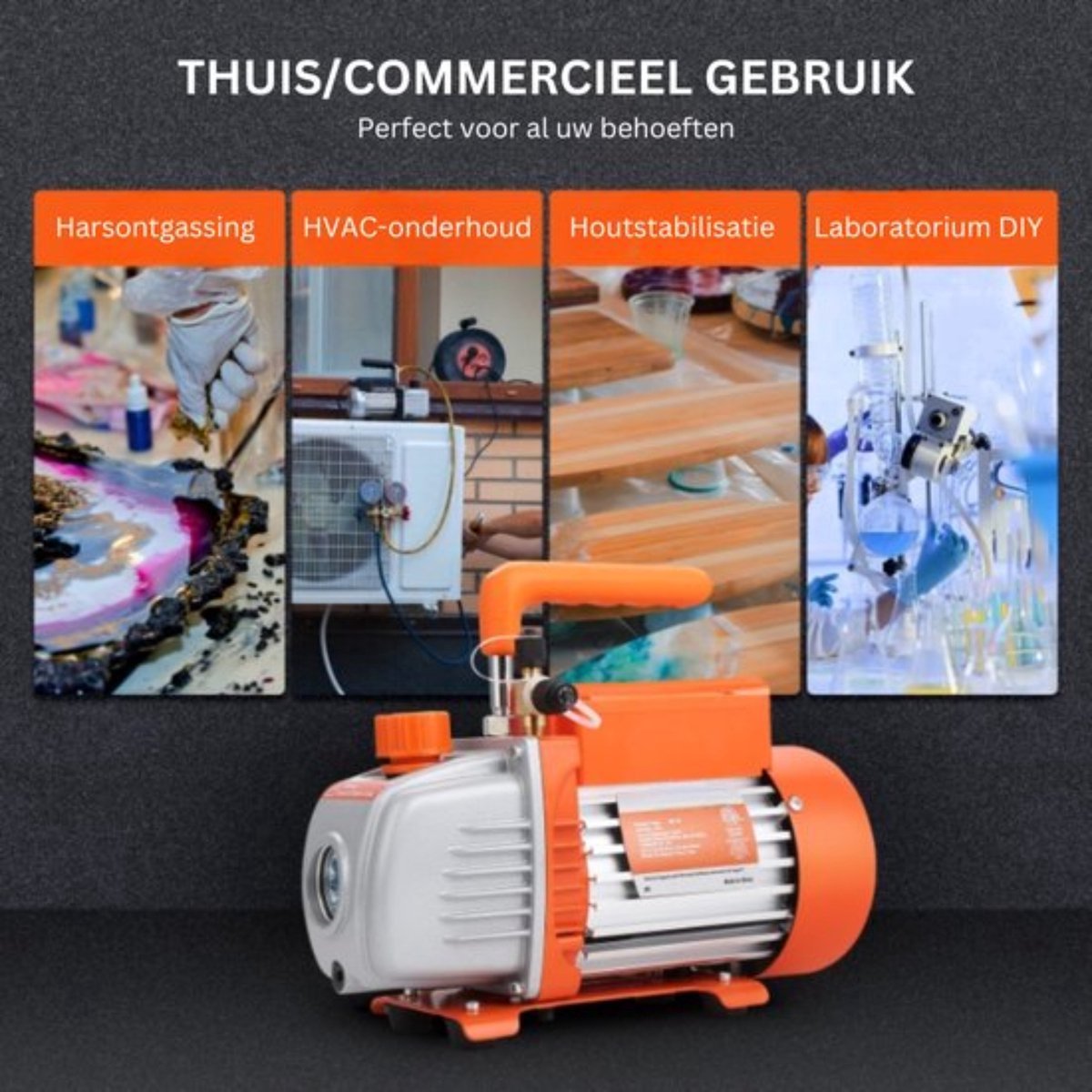 Vacuumpomp - Professioneel - Compact en Draagbaar - Oranje - Inclusief Hoogwaardige Accessoires