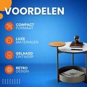 Bijzettafel Luxios - Bijzettafeltjes voor woonkamer of slaapkamer - Zadelleren Planken - Wachtruimte - Uniek Accent